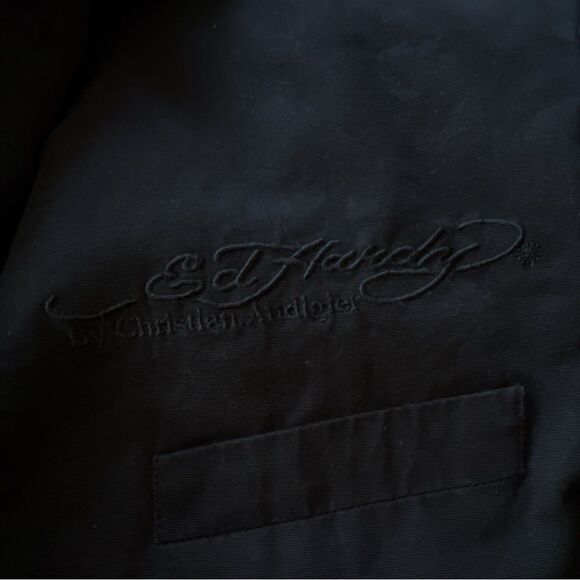 Don Ed Hardy Vintage Skull/ Sward/Tiger RARE Sport Coat in Black on Black Sz M - Picture 8 of 12